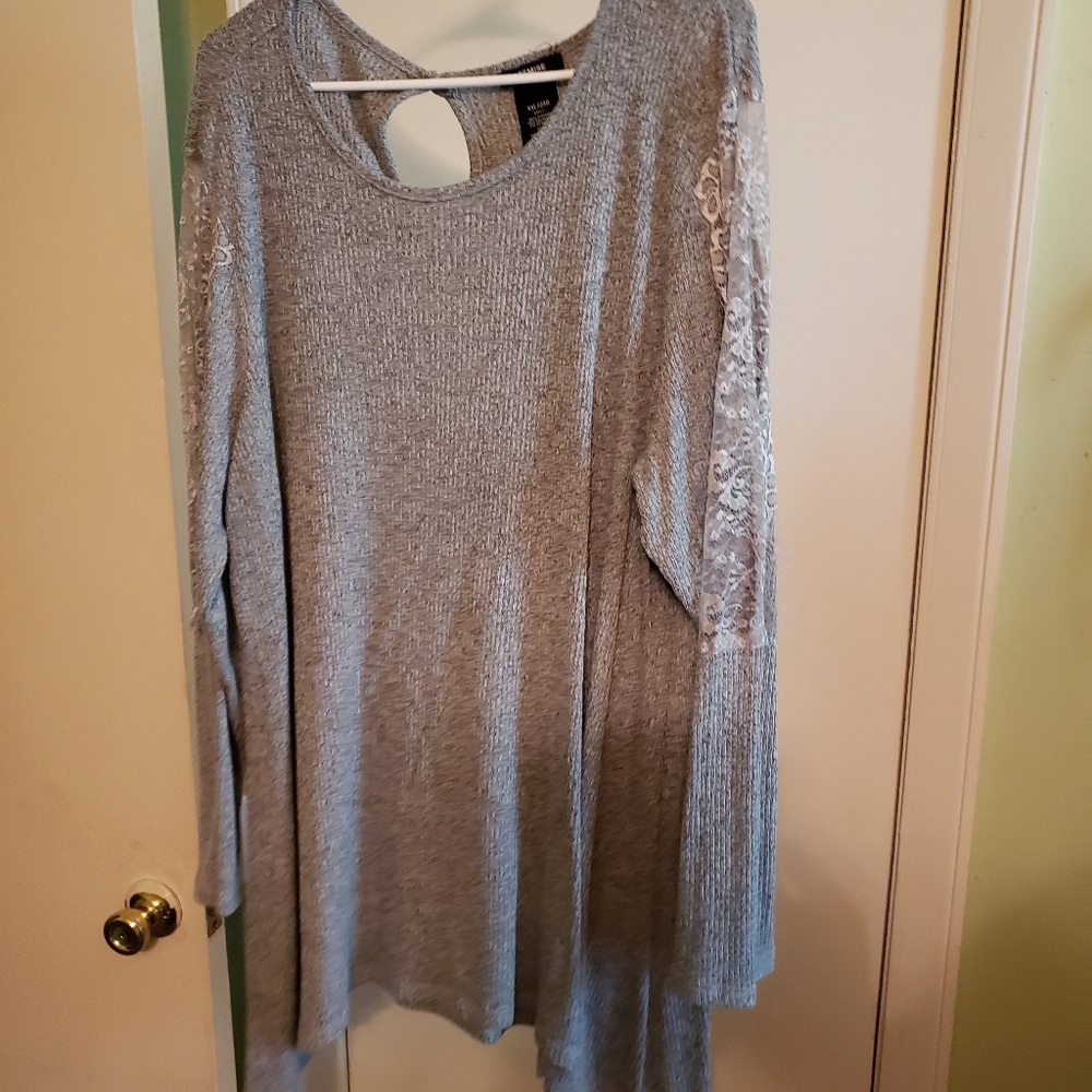 Grey laced sleeve sweater